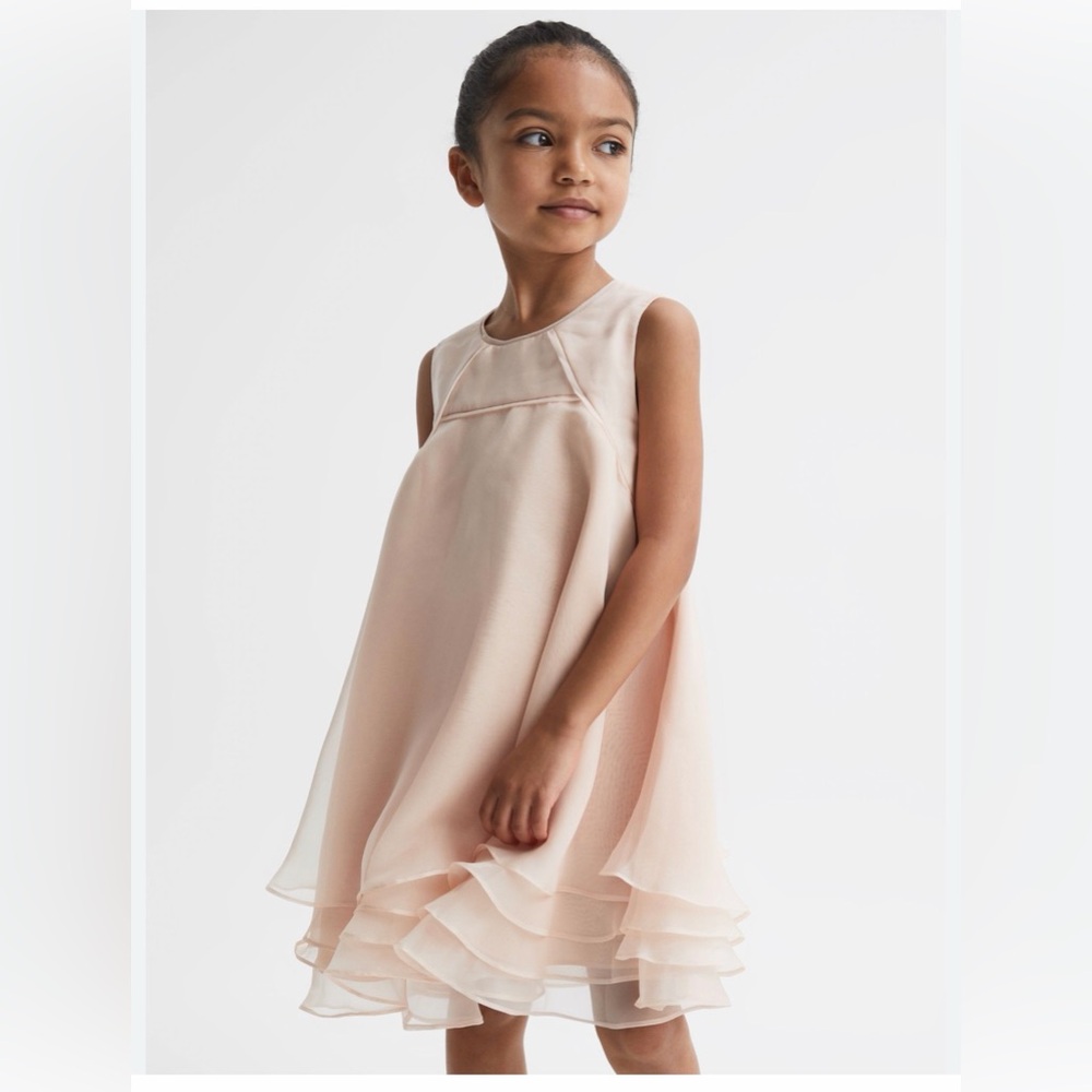Reiss Peach A-Line Layered Hem Girls' Dress